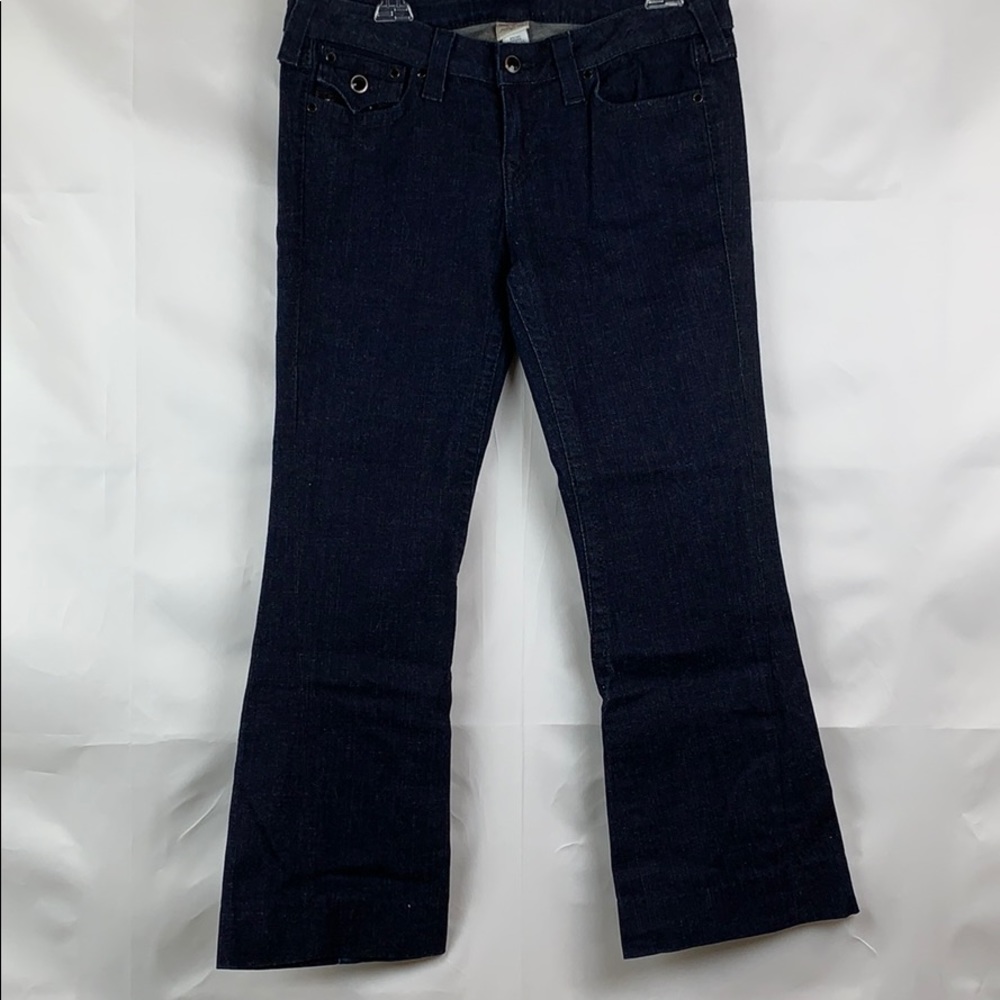 True Religion back flap pocket dark wash jeans